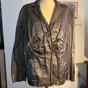 Michael Michael Kors Metallic Krinkle Blazer Ruching size 18W
